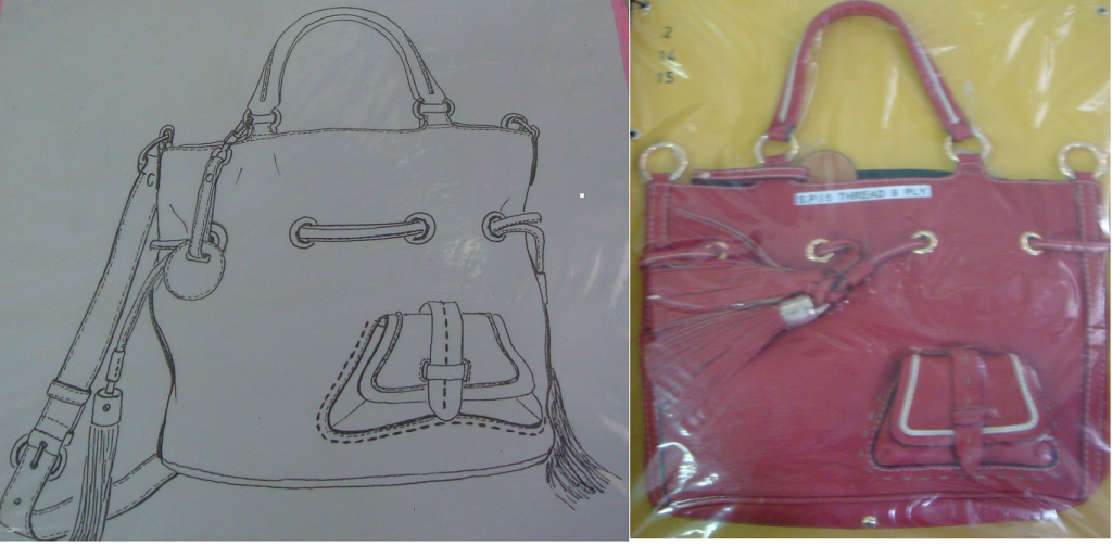 Example of Free hand sketch and final bag